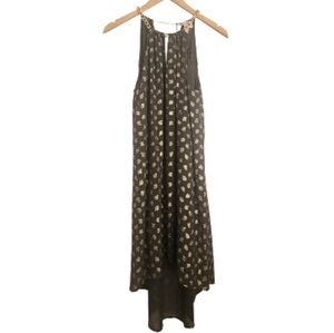 Michael Kors Green and Gold High Low Flowy Dress Sz Xs Wedding Guest Fancy Dress